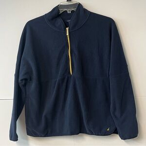 Women’s Nautica navy blue zip-up polyester pullover. Size Large.